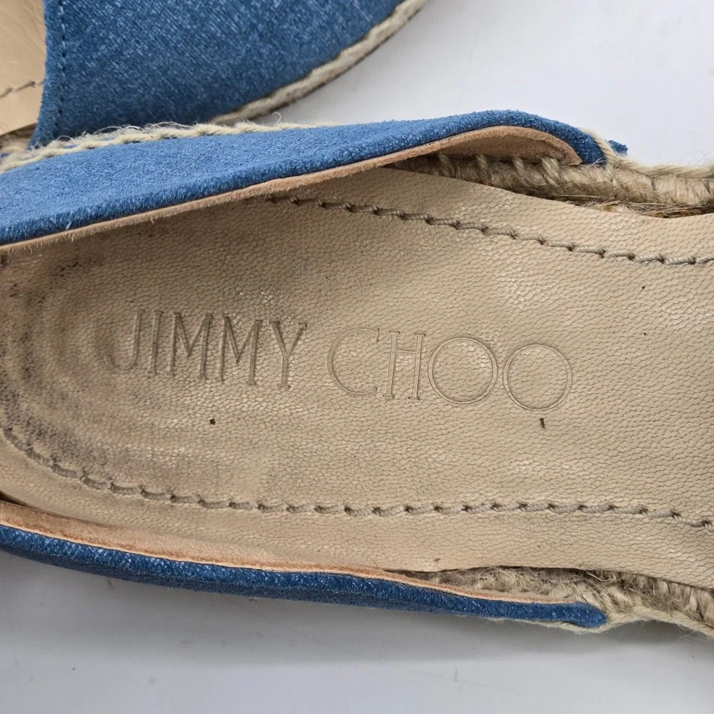 Jimmy Choo Dreya Denim d'Orsay Espadrille Flats Women's Size 38.5 US 8 Spain